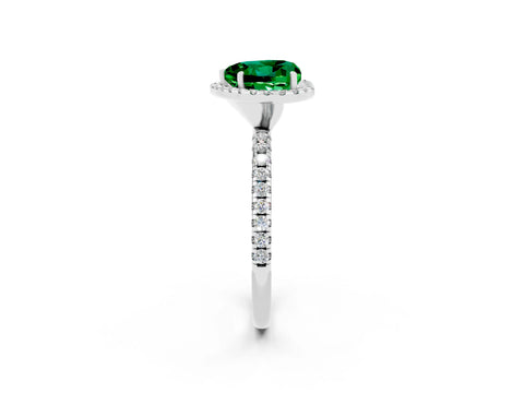 White gold Heart Cut Halo Round Diamond Pavé Band Four-Prong Ring_2