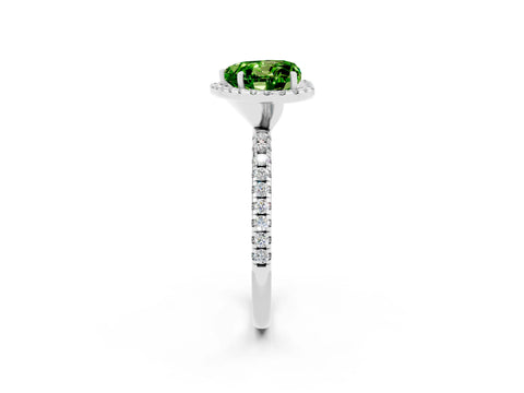White gold Heart Cut Halo Round Diamond Pavé Band Four-Prong Ring_2