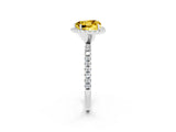 White gold Heart Cut Halo Round Diamond Pavé Band Four-Prong Ring_2