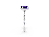White gold Heart Cut Halo Round Diamond Pavé Band Four-Prong Ring_2