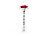 White gold Heart Cut Halo Round Diamond Pavé Band Four-Prong Ring_2
