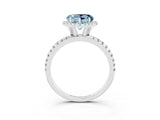 White gold Heart Cut Halo Round Diamond Pavé Band Four-Prong Ring_3