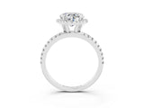 White gold Heart Cut Halo Round Diamond Pavé Band Four-Prong Ring_3