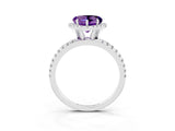 White gold Heart Cut Halo Round Diamond Pavé Band Four-Prong Ring_3