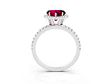 White gold Heart Cut Halo Round Diamond Pavé Band Four-Prong Ring_3