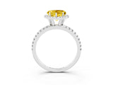 White gold Heart Cut Halo Round Diamond Pavé Band Four-Prong Ring_3