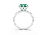 White gold Heart Cut Halo Round Diamond Pavé Band Four-Prong Ring_3