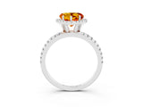 White gold Heart Cut Halo Round Diamond Pavé Band Four-Prong Ring_3