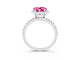 White gold Heart Cut Halo Round Diamond Pavé Band Four-Prong Ring_3