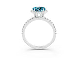 White gold Heart Cut Halo Round Diamond Pavé Band Four-Prong Ring_3