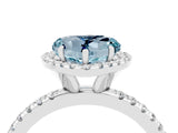 White gold Heart Cut Halo Round Diamond Pavé Band Four-Prong Ring_4