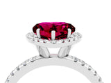 White gold Heart Cut Halo Round Diamond Pavé Band Four-Prong Ring_4