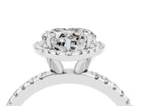 White gold Heart Cut Halo Round Diamond Pavé Band Four-Prong Ring_4