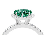 White gold Heart Cut Halo Round Diamond Pavé Band Four-Prong Ring_4