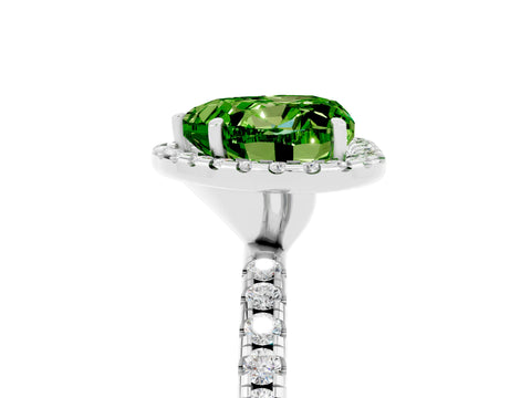White gold Heart Cut Halo Round Diamond Pavé Band Four-Prong Ring_5
