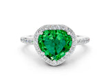 White gold Heart Cut Halo Round Diamond Pavé Band with Four-Prong Setting