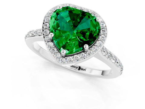 White gold Heart Cut Halo Round Diamond Pavé Band with Four-Prong Setting_1