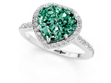 White gold Heart Cut Halo Round Diamond Pavé Band with Four-Prong Setting_1