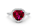 White gold Heart Cut Halo Round Diamond Pavé Band with Four-Prong Setting