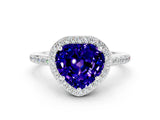 White gold Heart Cut Halo Round Diamond Pavé Band with Four-Prong Setting