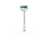 White gold Heart Cut Halo Round Diamond Pavé Band with Four-Prong Setting_2
