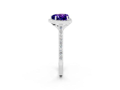 White gold Heart Cut Halo Round Diamond Pavé Band with Four-Prong Setting_2