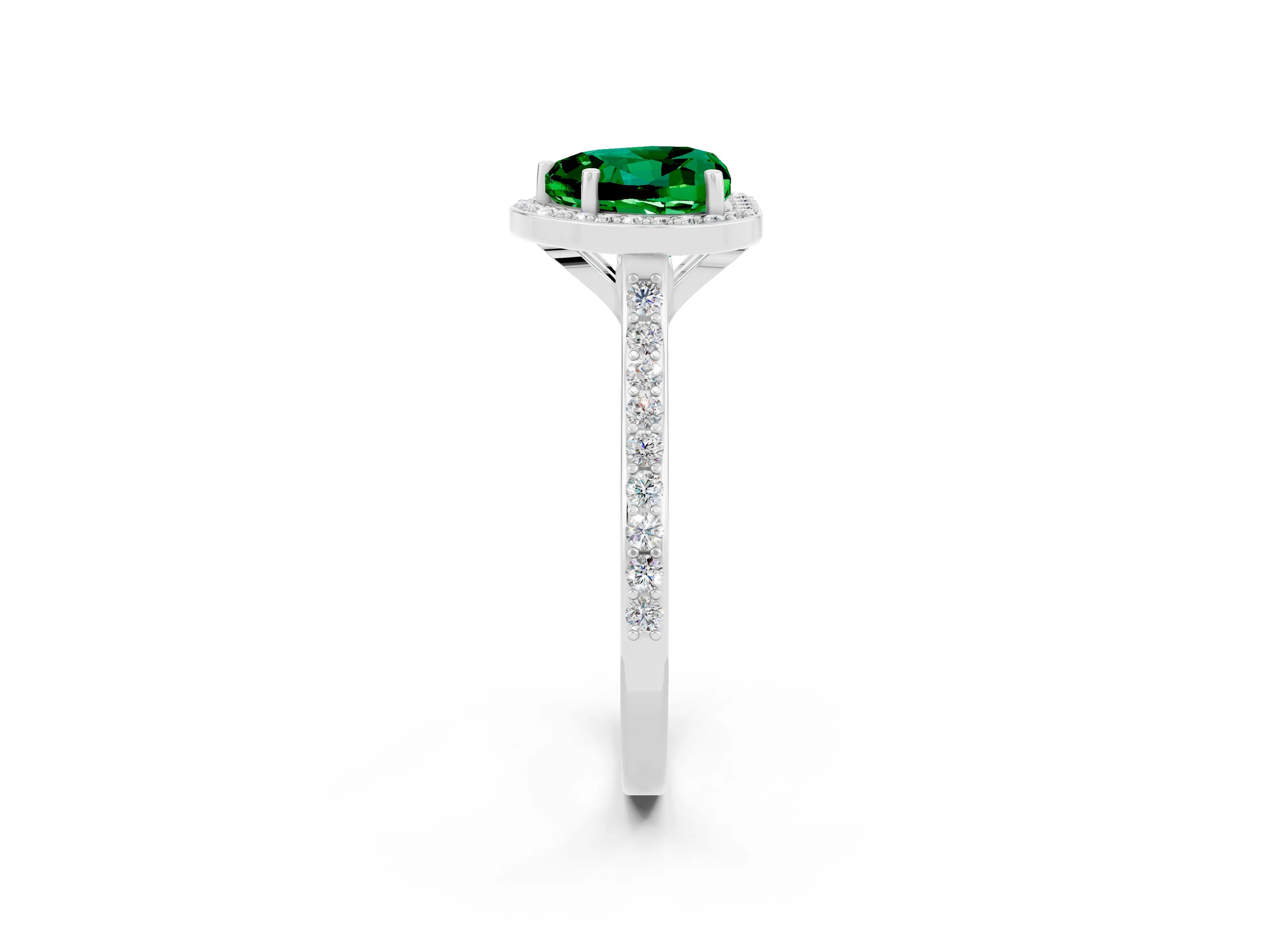 White gold Heart Cut Halo Round Diamond Pavé Band with Four-Prong Setting_2