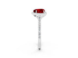 White gold Heart Cut Halo Round Diamond Pavé Band with Four-Prong Setting_2