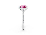 White gold Heart Cut Halo Round Diamond Pavé Band with Four-Prong Setting_2