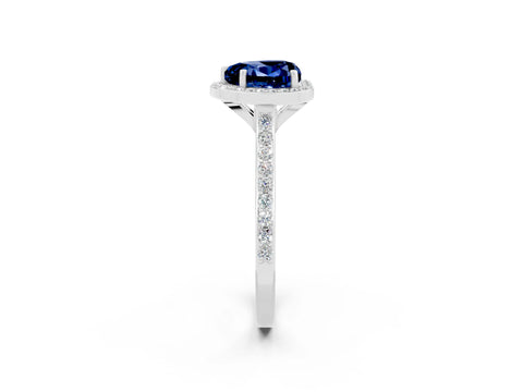 White gold Heart Cut Halo Round Diamond Pavé Band with Four-Prong Setting_2