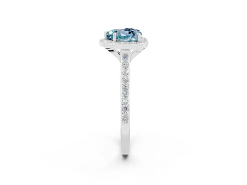 White gold Heart Cut Halo Round Diamond Pavé Band with Four-Prong Setting_2