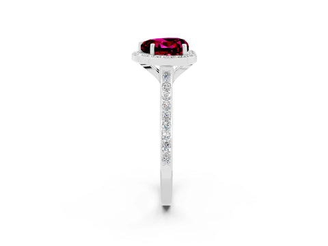 White gold Heart Cut Halo Round Diamond Pavé Band with Four-Prong Setting_2