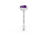 White gold Heart Cut Halo Round Diamond Pavé Band with Four-Prong Setting_2