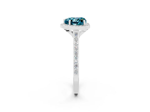 White gold Heart Cut Halo Round Diamond Pavé Band with Four-Prong Setting_2