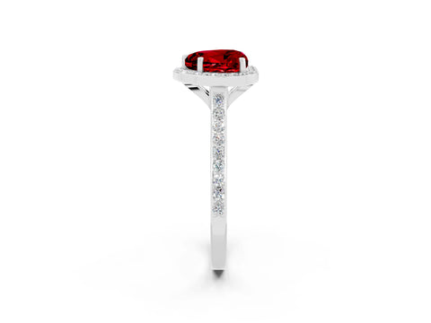 White gold Heart Cut Halo Round Diamond Pavé Band with Four-Prong Setting_2