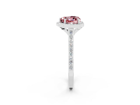 White gold Heart Cut Halo Round Diamond Pavé Band with Four-Prong Setting_2