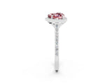 White gold Heart Cut Halo Round Diamond Pavé Band with Four-Prong Setting_2