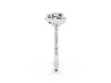 White gold Heart Cut Halo Round Diamond Pavé Band with Four-Prong Setting_2