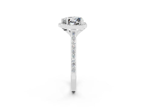 White gold Heart Cut Halo Round Diamond Pavé Band with Four-Prong Setting_2