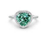 White gold Heart Cut Halo Round Diamond Pavé Band with Four-Prong Setting