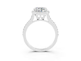 White gold Heart Cut Halo Round Diamond Pavé Band with Four-Prong Setting_3