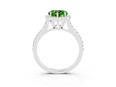 White gold Heart Cut Halo Round Diamond Pavé Band with Four-Prong Setting_3