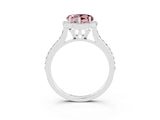 White gold Heart Cut Halo Round Diamond Pavé Band with Four-Prong Setting_3