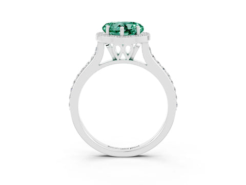White gold Heart Cut Halo Round Diamond Pavé Band with Four-Prong Setting_3