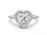White gold Heart Cut Halo Round Diamond Pavé Band with Four-Prong Setting_3