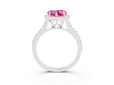 White gold Heart Cut Halo Round Diamond Pavé Band with Four-Prong Setting_3