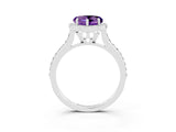 White gold Heart Cut Halo Round Diamond Pavé Band with Four-Prong Setting_3