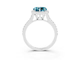 White gold Heart Cut Halo Round Diamond Pavé Band with Four-Prong Setting_3