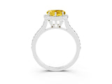 White gold Heart Cut Halo Round Diamond Pavé Band with Four-Prong Setting_3