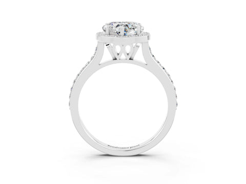 White gold Heart Cut Halo Round Diamond Pavé Band with Four-Prong Setting_3